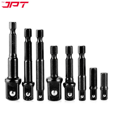 Buy now the JPT 8-piece impact socket adapter set, featuring 1/4" Hex Shank to 1/4", 3/8", 1/2" square drive, CR-V build, and much more all at the best price.