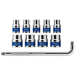 JPT 1/2" Drive 9+1 Piece Chrome Vanadium Socket Set with L-Spanner | Socket Set for Car & Bike | Goti Pana Set with Carry Box for Automobiles, Home & Garage DIY Repair