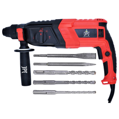 JPT-26H SDS-Plus 26mm Pro Heavy Duty Rotary Hammer | 1050-Watt Motor | 1200 RPM Speed | 3.0 Joules Impact | 4900 BPM Force | 3 Function Modes | Forward & Reverse | All Accessories Included