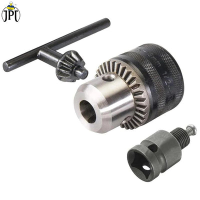 Buy the JPT 13mm drill chuck with key and 1/2-inch socket square female adapter at best price. Buy online now for a must-have addition to your toolkit.