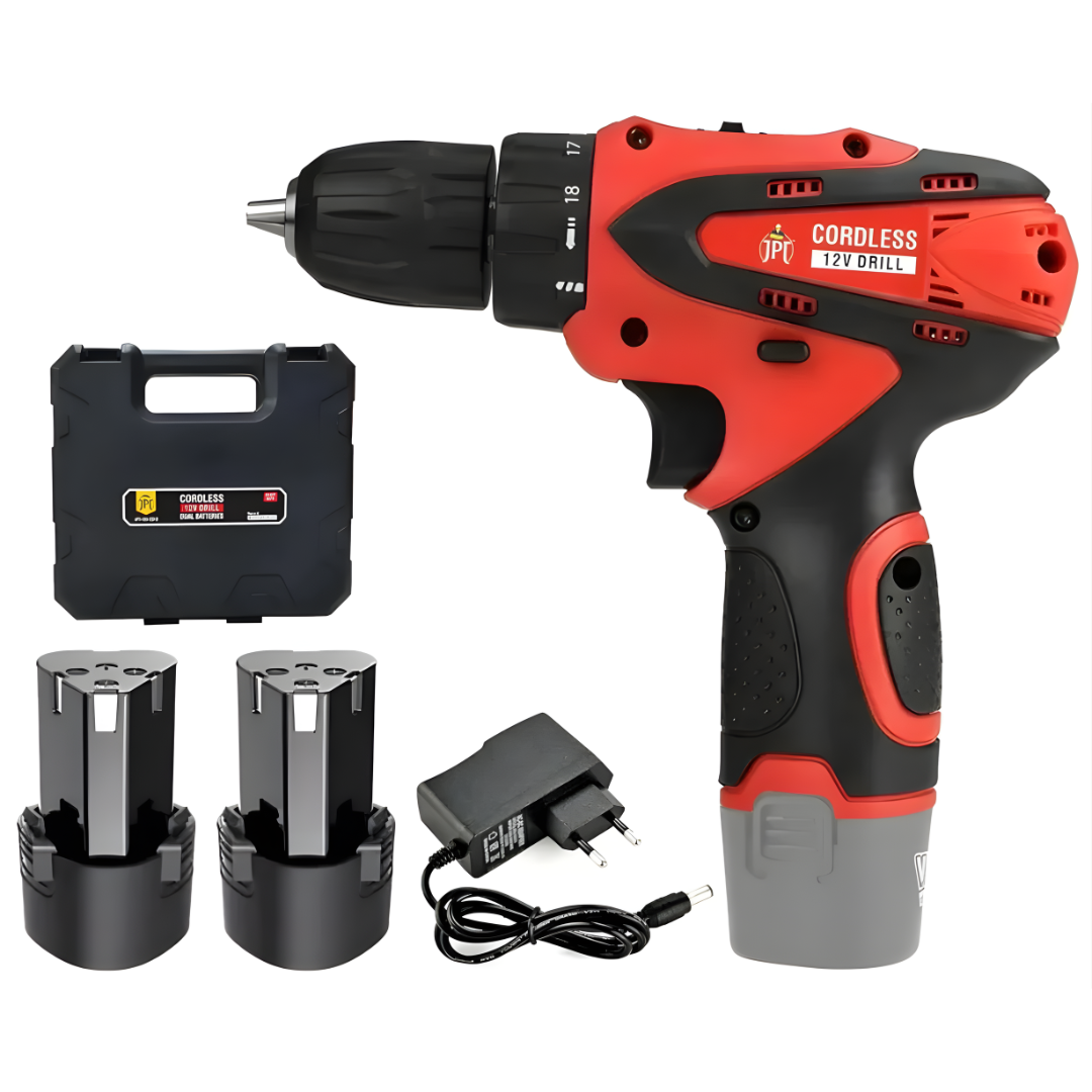 JPT 12v Cordless Drill Machine | 24N.M. Torque | 1350RPM Speed | 18+1 Setting | 10MM Chuck | 1500mAh Battery | Dual Speed Modes | 6-Months Warranty