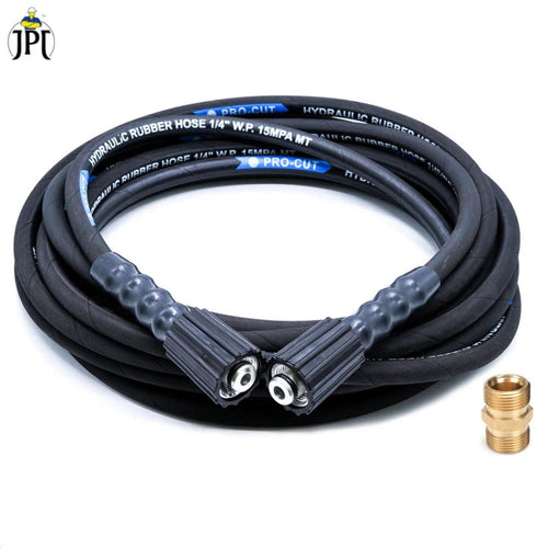 JPT Heavy Duty 8-Metre Pressure Washer Hose Pipe | American Standard M22 Thread With O-Ring Seals | 1/4-Inch Quick Connect | Stand Upto 4300 PSI Pressure | M22-15mm Metric Male Thread Fitting Included