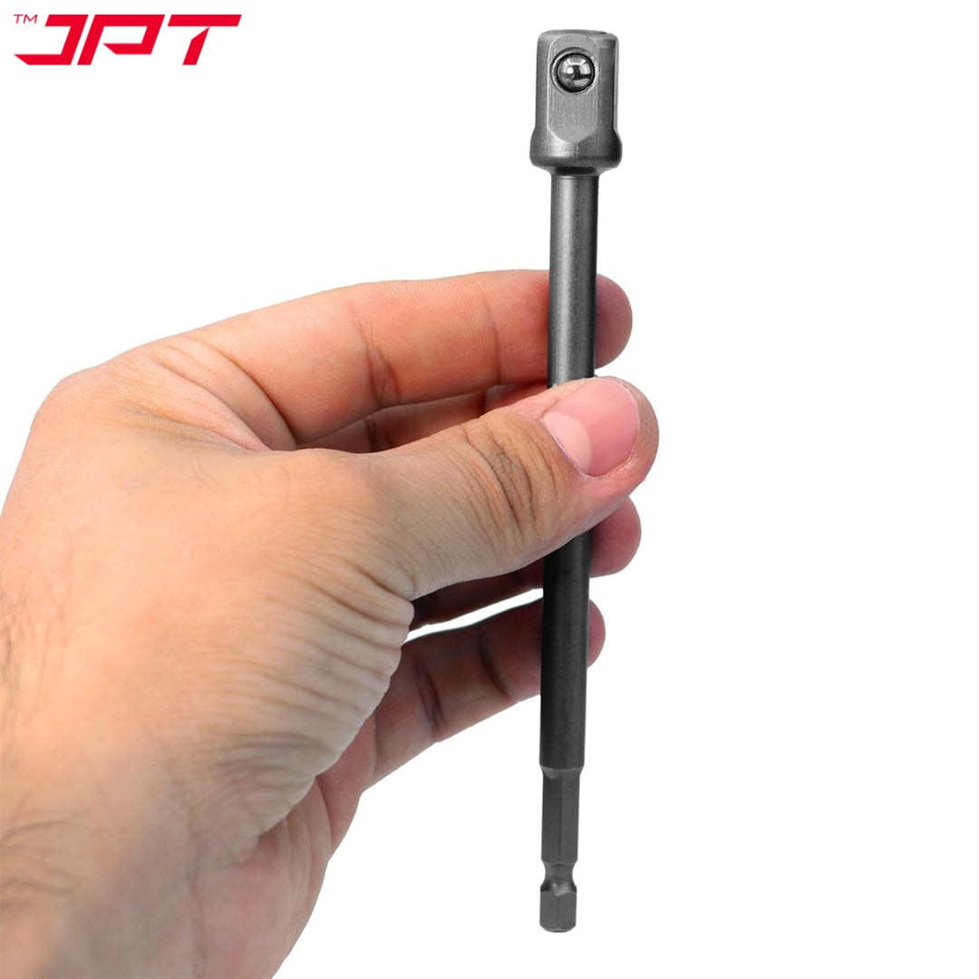 JPT 6-Piece Impact Socket Adapter Set | 3" and 6" lengths – 1/4", 3/8", and 1/2" hex shank | 65-150MM Extension Set for Impact Drivers & Power Drills