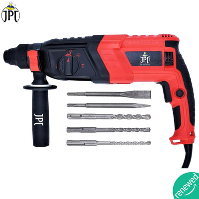 Grab the JPT 26mm Pro heavy-duty rotary hammer renewed at the best price. It features 1050W power, 200 RPM, 3 J impact energy, 4900 BPM, and more.