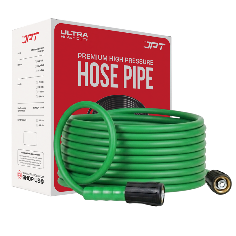 JPT Ultra Heavy-Duty 8MTR Flexible High Pressure Washer Hose Pipe | German Standard M22 x 15MM Thread | Up To 600Bar / 8700PSI | Double PVC Layers Build | Tangle & Kink Free Design