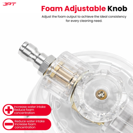 Buy JPT heavy-duty brass foam cannon head with 1/4” quick connect. Adjustable snow foam control, leak-proof design for professional pressure washer detailing.