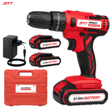 Buy the JPT heavy-duty 21-volt impact cordless drill machine, featuring 28 NM torque, 1350 rpm, keyless chuck, 25+3 setting modes, and more at the best price.