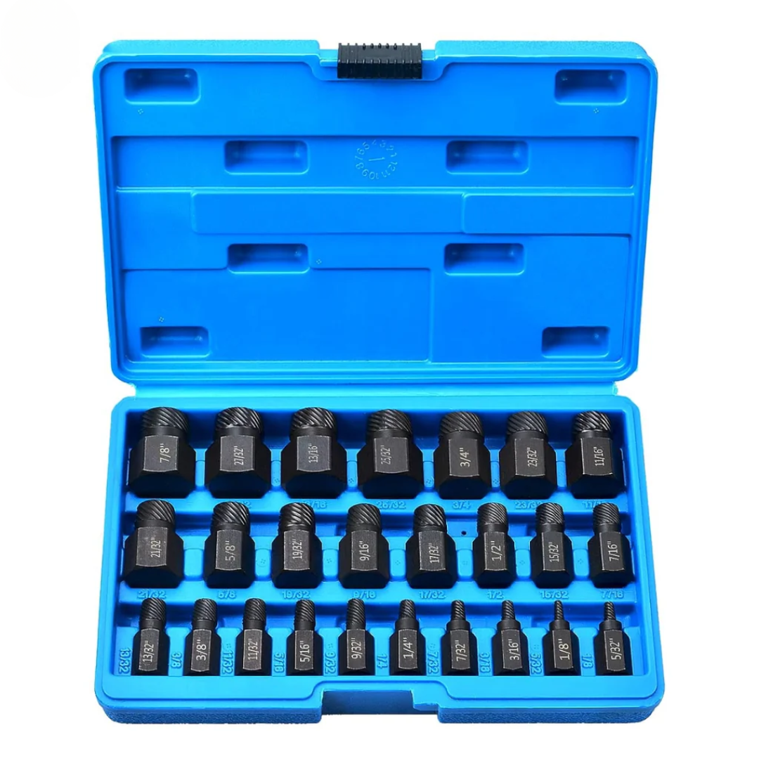 JPT 25-Piece Damaged Screw Extractor Set | Hex Head Multi-Spline Remover | Rounded Bolt Remover for Broken Studs, Bolts, Hex Sockets, Screws, and Fittings