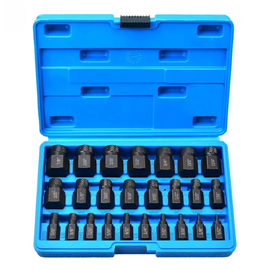 JPT 25-Piece Damaged Screw Extractor Set | Hex Head Multi-Spline Remover | Rounded Bolt Remover for Broken Studs, Bolts, Hex Sockets, Screws, and Fittings