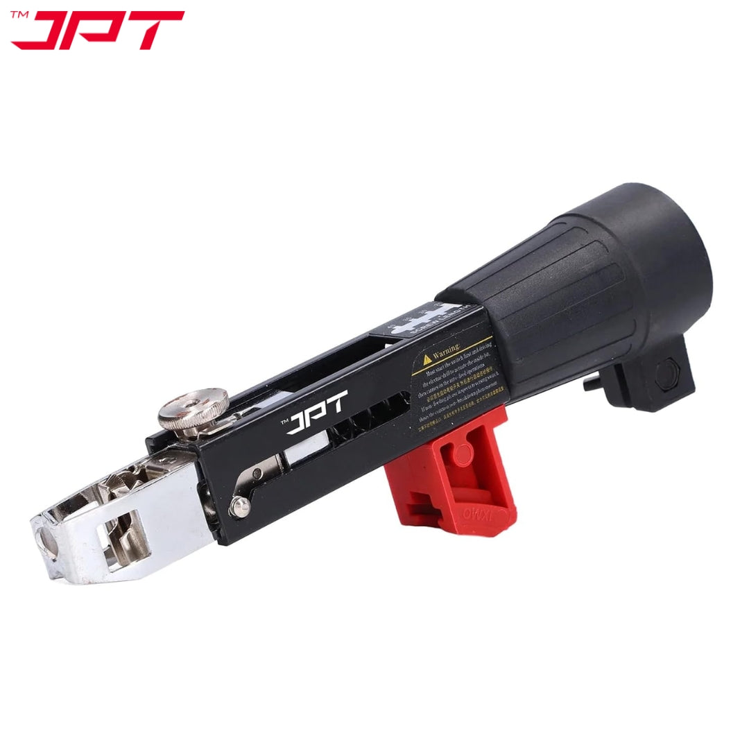 JPT Automatic Chain Nail Gun Adapter – Collated Screw Autofeed Nailing Head for Electric Drill, Heavy-Duty Drywall & Woodworking Nail Gun Attachment with 50-Piece Chain Nails