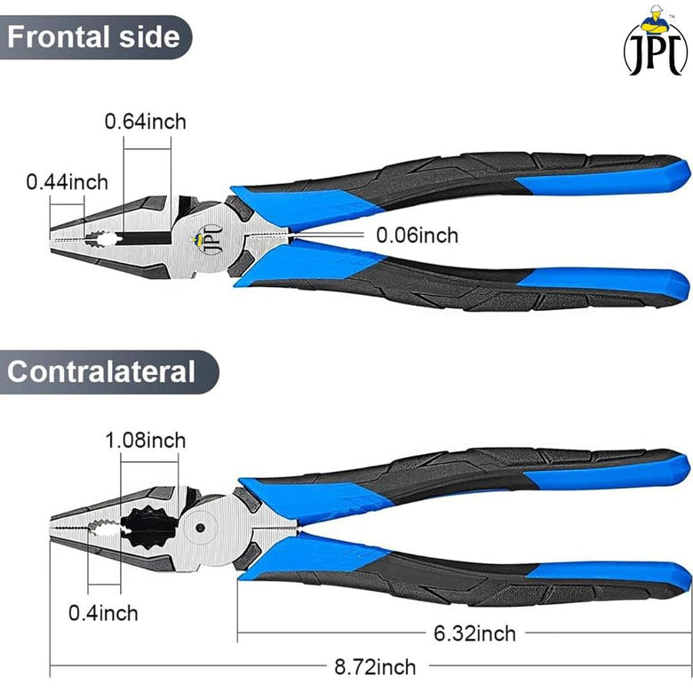 JPT 8-Inch Heavy Duty High-Leverage Cutting Plier for Twisting, Clamping Screws, and Cutting Soft Metals like Copper and Aluminum