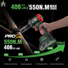 JPT Combo 1/2 Inch Pro Series Heavy Duty Brushless Cordless Impact Wrench/Gun, 406Ft-lbs (550Nm) High Torque, 3650RPM, 2x 4.0Ah Batteries & Fast Charger with 10Pcs Socket (18 Months Motor Warranty)