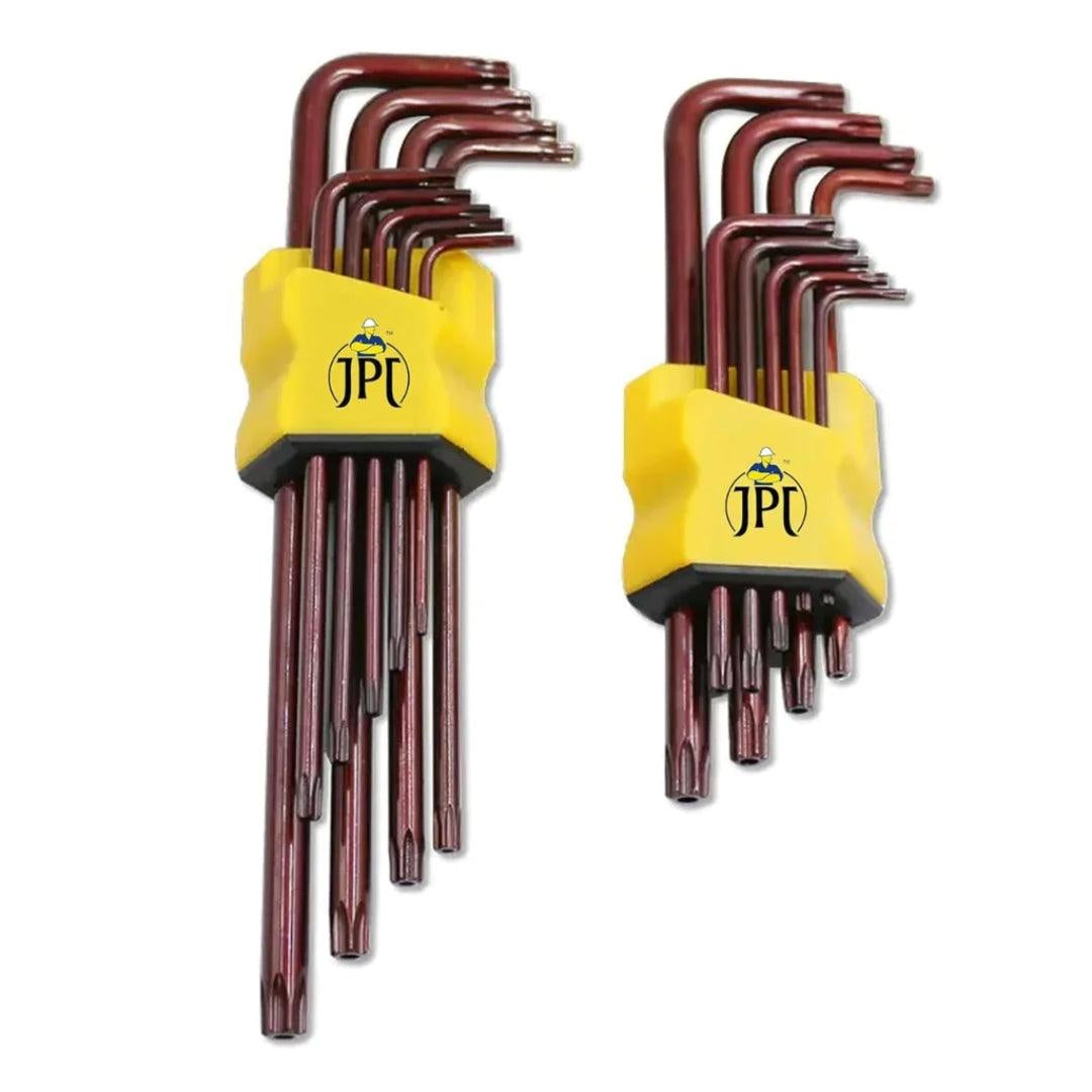 Grab now the JPT 9 pcs Torx Star Allen Key Set ( 6inch star end ), featuring small-arm design, premium S2 steel and chrome-plated, drilled tips, and much more.