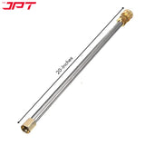 Buy now the JPT combo of 20" straight pressure washer extension rod with five different degree pressure washer nozzle tips and with 5 angles pivoting coupler.