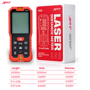 JPT 70M Laser Distance Meter | Digital Laser Measuring Tool with Area & Volume Calculation, Pythagorean Height Mode, Continuous Measurement, Unit Conversion, Backlit Display & Bubble Level