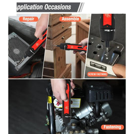 JPT 3.6V Powerfull Cordless Screwdriver Rechargeable Set with Li-ion Battery, 30 Bits & Extension Rod, 3 LED, 6 Adjustable Torque, Magnetic Hex Chuck, Mini Electric Screw driver Kit