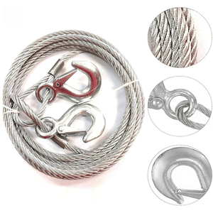 JPT Heavy Duty Steel Winch Cable, 3/8 x 13ft Wire Rope with Hook, 11,023 lb Breaking Strength - Ideal for Tow Trucks, Rollbacks, Cranes, and Wreckers (Silver)