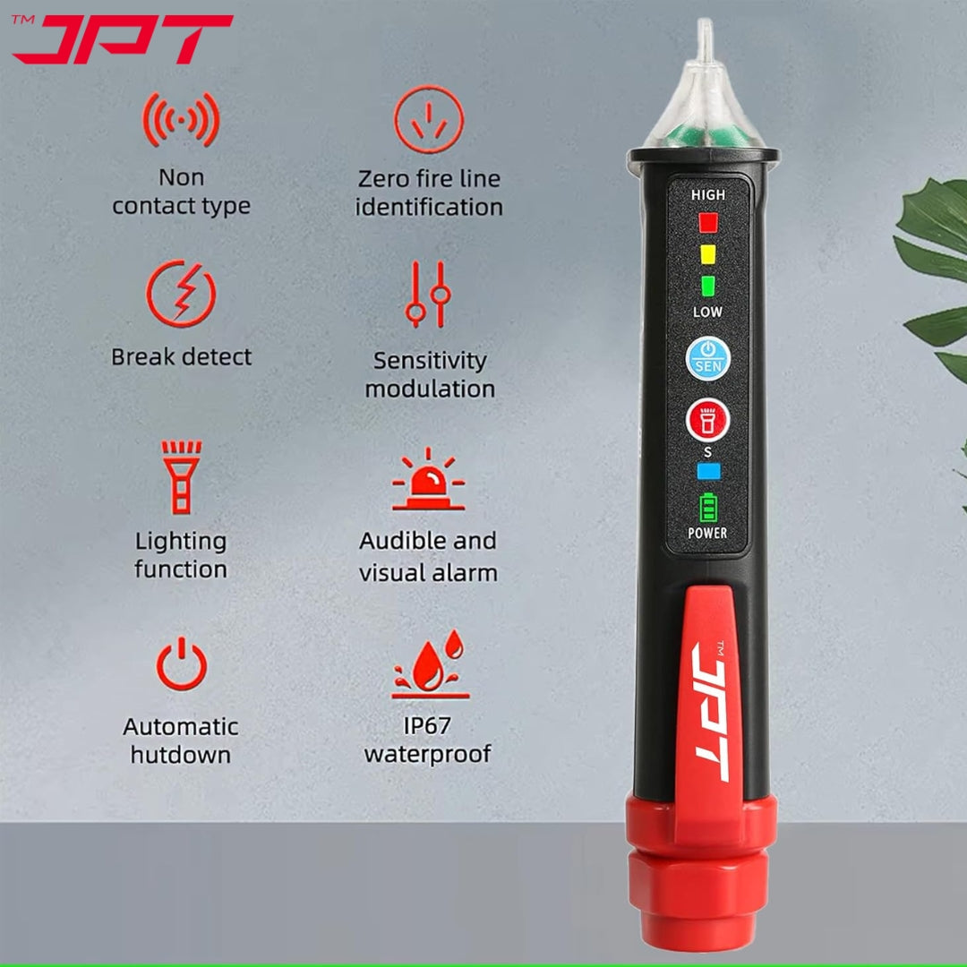 JPT Pro Series Non-Contact Dual Range  (12V-1000V / 48V-1000V) AC Voltage Tester | Tester for Live/Null Wire Detection | Buzzer Alarm & LED Flashlight | Best for Electricians, Technicians, Ad Home Use