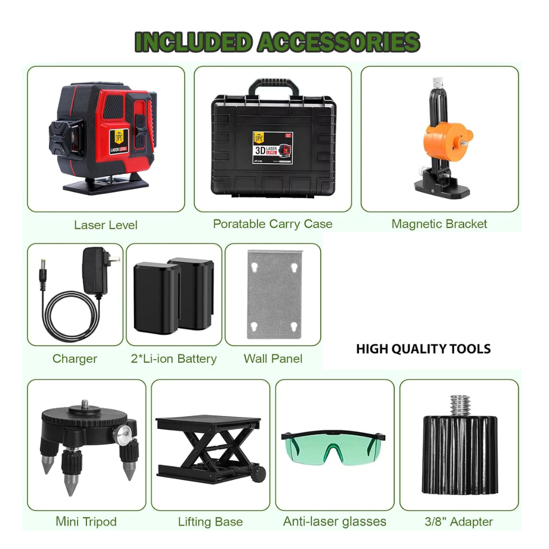 Buy the JPT 360° 3D Laser Level with Mini Tripod online for precise leveling. this compact laser level delivers high accuracy with 360° coverage. Order online