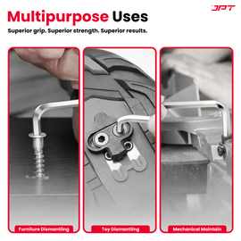 Buy JPT 9-piece CR-V Hex Allen key set (T10–T50) with 5-inch L-type design for extra leverage. Heavy duty cr-v hex key set for bike, car and workshop repair.