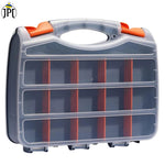 Buy now the JPT heavy duty 12-inch tool box organizer, featuring 30 removable dividers, double-sided design, transparent lids, and lock system. Buy Now