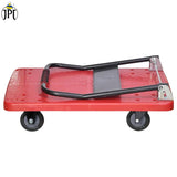 JPT Heavy Duty Medium Folding Hand Trolley | 150 KG Weight Lifting Capacity | 360° Durable Swivel Wheels | Foldable Push Hand Cart For Loading And Storage | Red Colour