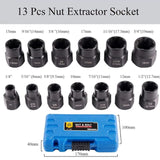 Buy now the JPT 13 piece impact nut and bolt extractor set for removing stubborn, damaged, frozen, rusted, and rounded-off bolts and nuts all at best price.
