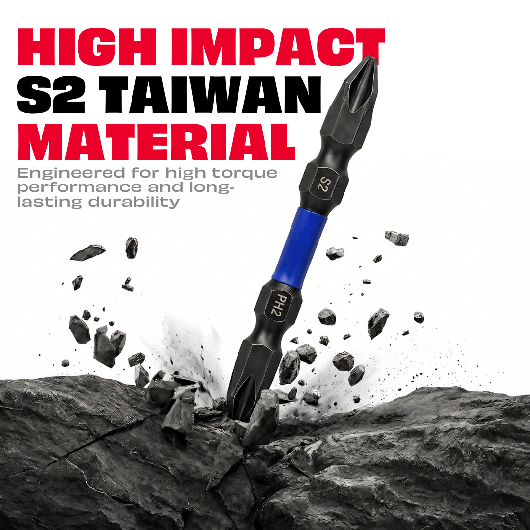 JPT Magnetic Impact Screwdriver Bit Set (5 PCS) | S2 Taiwan Material | 1/4 Inch Hex Shank & PH2 Tip | For High Torque Performance