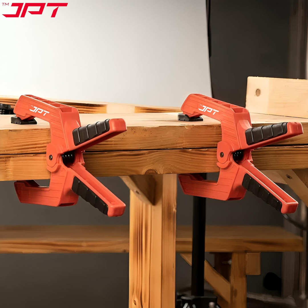 JPT 4 Inch Ultra Heavy-Duty Spring Clamp 106mm Wide Jaw | Reinforced Body with Hardened Steel Spring | 45° Rotating Pads | Strong Grip Woodworking & Carpentry Clamp for Workshop & DIY Use