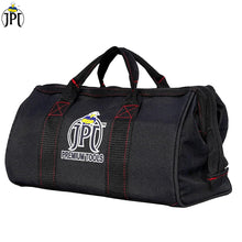 JPT 13-Inch Heavy Duty Tool Bag, Wide Mouth Tool Storage Bag, Large Capacity Tool Tote Bag for Electricians, Power Tools Organizer (Black)