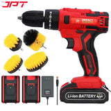 JPT Combo 21v Impact Cordless Drill Machine With Nylon Wet And Dry Four Scrubber Drill Brush
