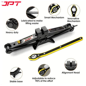 JPT Professional Folding Car Jack with A Load-Bearing Capacity of 2 Tons | Manual Scissor Jack in Many Cars and RVs | A Long Handle Labor-Saving Wrench Included