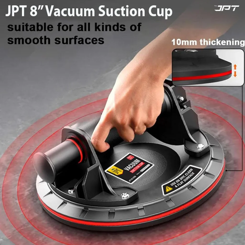 JPT Suction Cup 8-Inch Glass Suction Cup Vacuum Lifter with ABS Hand Pump Glass Suction Powerful Suction Cup for Flat Smooth Surfaces with Portable Tool Box Accessories