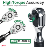 JPT Digital Torque Wrench 1/2" Drive | 10–200 N·M Torque Range | High-Accuracy Electronic Torque Wrench with LED & Buzzer Alert | Peak & Track Mode | Multi-Unit Display