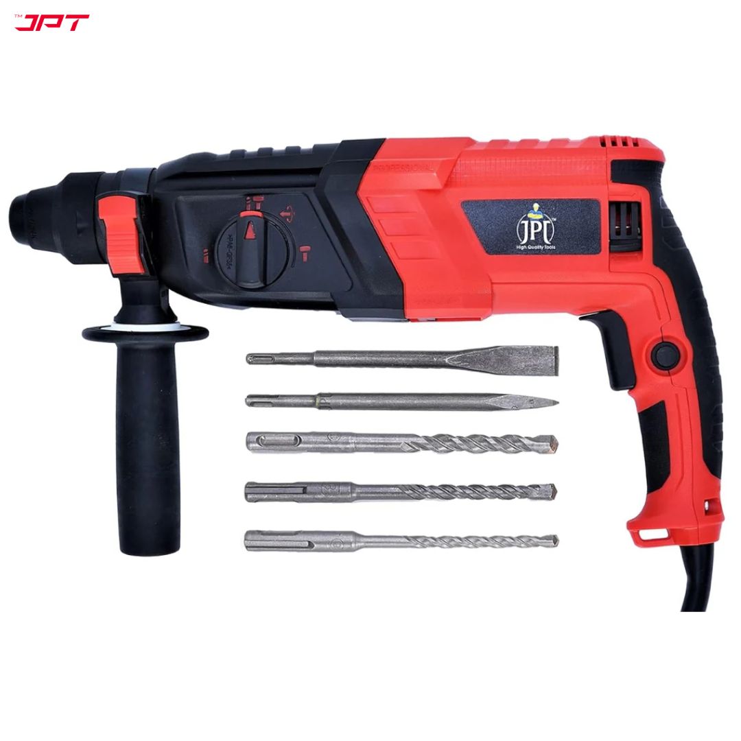 JPT Pro 26MM SDS-Plus Heavy-Duty Rotary Hammer Drill Machine | 1050W Motor | 1200RPM Speed | 3.0 Joules Impact | 4900 BPM Force | 3 Function Modes | Forward & Reverse Function