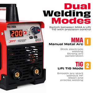 JPT True Output 200A MMA Inverter Welding Machine | LED Display, Lift TIG, Hot Start, Arc Force & Anti-Stick | Compact & Reliable Welding Machine