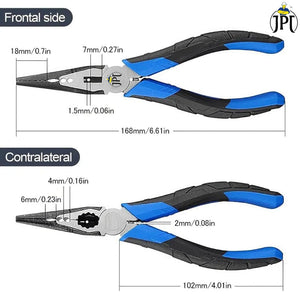 JPT 8-Inch Long Heavy Duty Nose Plier With Hard Carbon Steel Jaws And Comfort Grip Handles | Long Nose Cutting Pliers for AC Wiring, Cutting, And Gripping