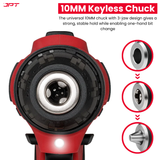 Buy JPT heavy-duty 21v brushless impact drill machine, featuring 85nm torque, 1750rpm speed, brushless motor, 2.0Ah li-ion battery and much more at best price.