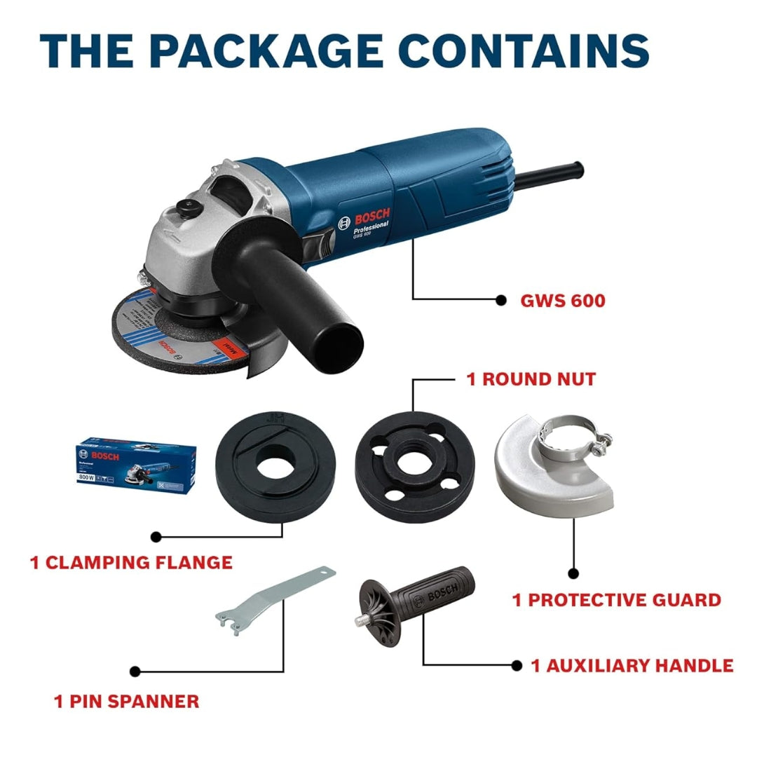 Bosch Professional GWS 600 Angle Grinder | 670W Power | No-load Speed of 11000 RPM | Versatile Cutting and Grinding Tool | M10 Grinding Spindle Thread | 100 mm Disc