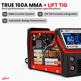 Buy JPT Ultra Heavy-Duty 160A MMA inverter welding machine with Lift TIG, digital control, and VRD safety. Smooth arc, reliable performance for workshops.