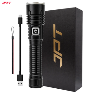 JPT Heavy-Duty K16 Rechargable Portable Super LED Flashlight/Search Light | Full Aluminium Body | 3 Lightning Modes | Telescopic Zoom | 4800mAh Li-ion 4Hrs Backup | for Trekking, Camping, Emergency