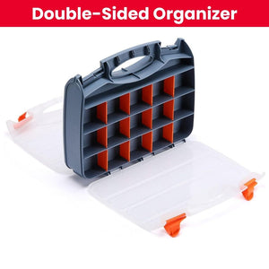 JPT Heavy-Duty Transparent Double-Sided Tool Organizer | 32 Customizable Plastic Dividers | Impact-Resistant Polymer Build | Tool Organizer for Bead/Screws/Nuts/Nails/Bolts/Bins/Crafts