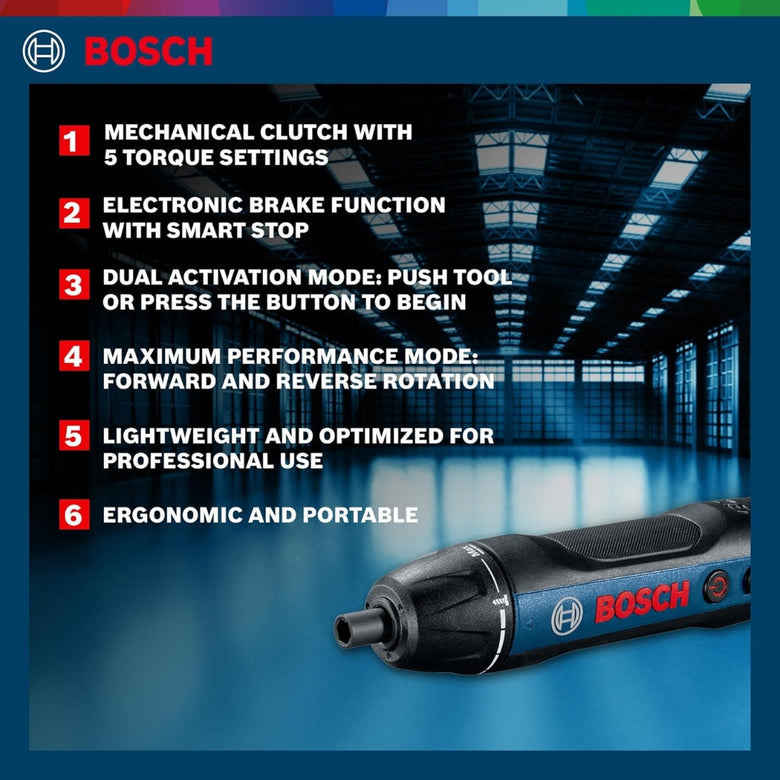 Bosch GO 2.0 Professional Cordless Screwdriver Set | 33-Piece Screwdriver Bit Set | 5/2.5 Nm  (Hard/Soft) Torque | 360RPM Speed  | 3.6V Battery | ¼
