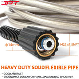 Buy now the JPT 15MTR super flexible pressure washer hose pipe, featuring durable construction, outstanding flexibility, compatible all pressure washers brand