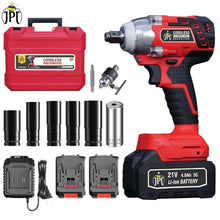 Buy JPT all-in-one brushless cordless impact wrench. This kit includes 4000mAh battery, charger, screwdriver bit, drill chuck + key, 5 sockets + universal socket.
