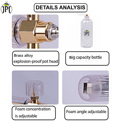 JPT Heavy Duty Snow Foam Cannon | 70 Bar Power | 3000 PSI Pressure | Brass + ABS Nozzle | Adjustable Thick Foam | Bosch Pressure Washer Adapter Included Alternative View
