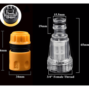 JPT Heavy Duty Universal Inlet Quick Connector & Transparent Inlet Filter Accessory | Compatible with All Pressure Washer Brands | Ideal for High Pressure Washers & Gardening