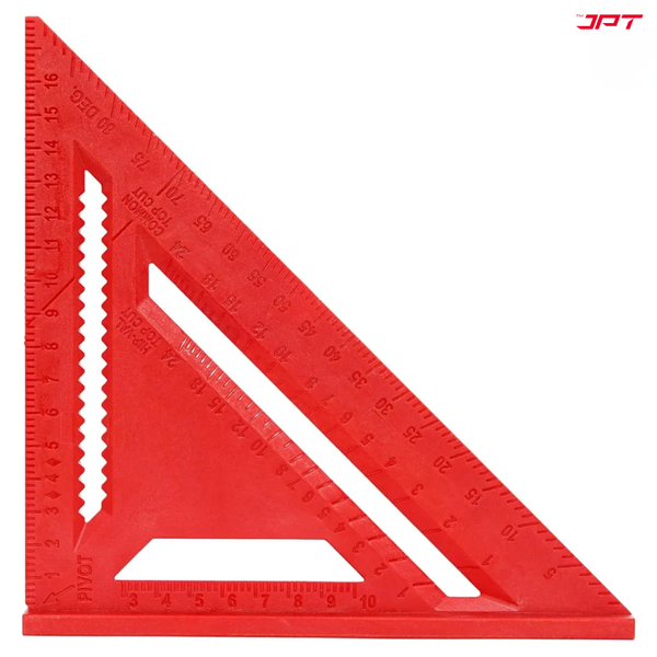 JPT 7-Inch Thickened 45°/90° Carpenter Square | ABS Build Triangle Ruler | Laser-Engraved Scale | Widened Base Design | Best For Carpentry, Woodworking, Construction, And DIY
