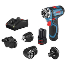 Buy now Bosch GSR 12V-15 FC Heavy-Duty Cordless Drill/Driver with FlexiClick attachments for versatile 360-degree drilling and screwdriving online.