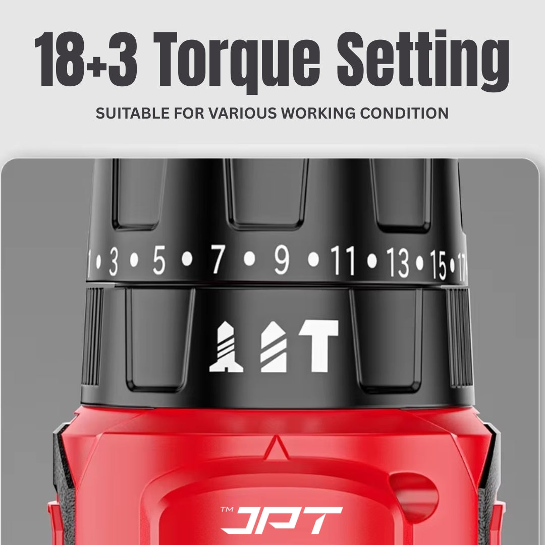 Buy now for the JPT 12v impact cordless drill machine with 18-piece drill accessories all at best price. Buy best drill machine for home and workshop at JPT.